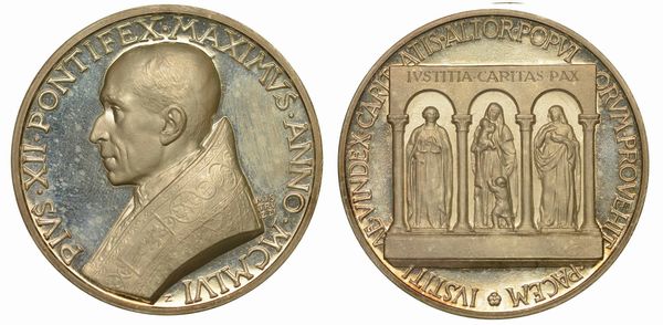 VATICANO. PIO XII, 1939-1958. Medaglia straordinaria 1956 per l'80 Compleanno del pontefice.  - Asta Numismatica  - Associazione Nazionale - Case d'Asta italiane