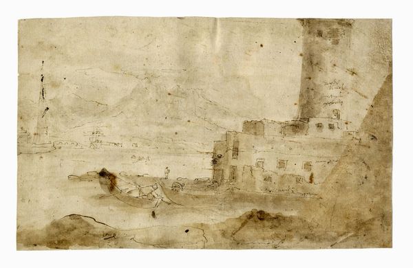 THOMAS WIJCK : Veduta del Golfo di Napoli.  - Asta Stampe, disegni e dipinti antichi, moderni e contemporanei - Associazione Nazionale - Case d'Asta italiane