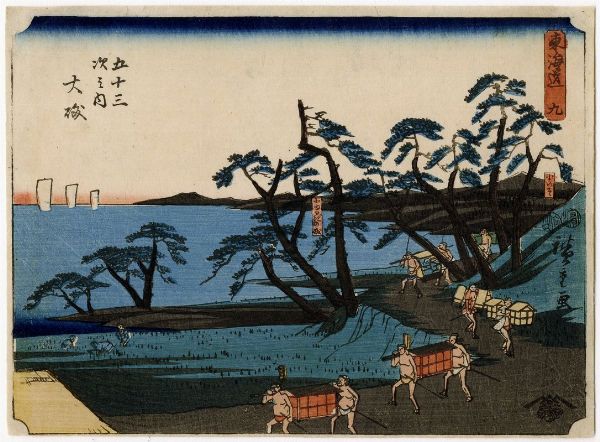 Ando Hiroshige : Koiso, Korugi no iso (iso: Koiso e la spiaggia di Koyurugi).  - Asta Stampe, disegni e dipinti antichi, moderni e contemporanei - Associazione Nazionale - Case d'Asta italiane