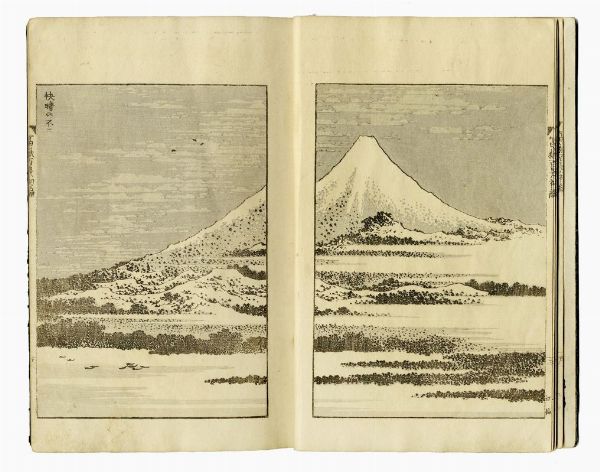 KATSUSHIKA HOKUSAI : Fugaku hyakkei (Le cento vedute del monte Fuji).  - Asta Stampe, disegni e dipinti antichi, moderni e contemporanei - Associazione Nazionale - Case d'Asta italiane