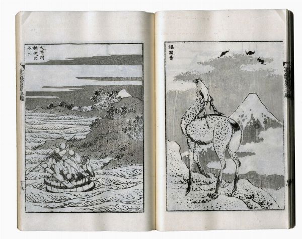 KATSUSHIKA HOKUSAI : Fugaku hyakkei (Le cento vedute del monte Fuji).  - Asta Stampe, disegni e dipinti antichi, moderni e contemporanei - Associazione Nazionale - Case d'Asta italiane