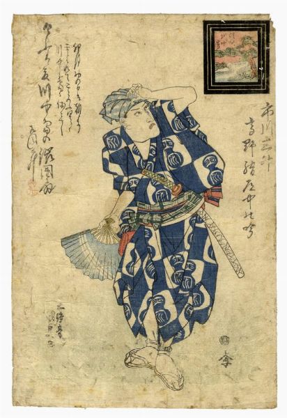 UTAGAWA KUNISADA I (TOYOKUNI III) : L'attore Ichikawa Danj?r?.  - Asta Stampe, disegni e dipinti antichi, moderni e contemporanei - Associazione Nazionale - Case d'Asta italiane