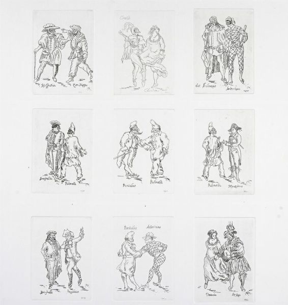 ALESSANDRO CERVELLATI : Collezione di 9 lastre originali in rame con maschere della commedia dell'arte.  - Asta Stampe, disegni e dipinti antichi, moderni e contemporanei - Associazione Nazionale - Case d'Asta italiane