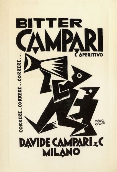 FORTUNATO DEPERO : Lotto composto di 3 piccoli manifesti per Campari.  - Asta Stampe, disegni e dipinti antichi, moderni e contemporanei - Associazione Nazionale - Case d'Asta italiane