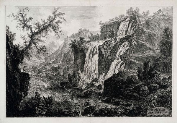 GIOVANNI BATTISTA PIRANESI : Veduta delle cascatelle a Tivoli.  - Asta Stampe, disegni e dipinti antichi, moderni e contemporanei - Associazione Nazionale - Case d'Asta italiane