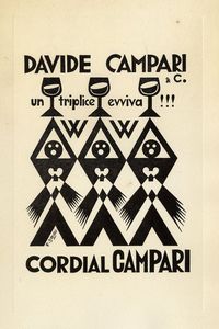 FORTUNATO DEPERO : Lotto composto di 3 piccoli manifesti per Campari.  - Asta Stampe, disegni e dipinti antichi, moderni e contemporanei - Associazione Nazionale - Case d'Asta italiane