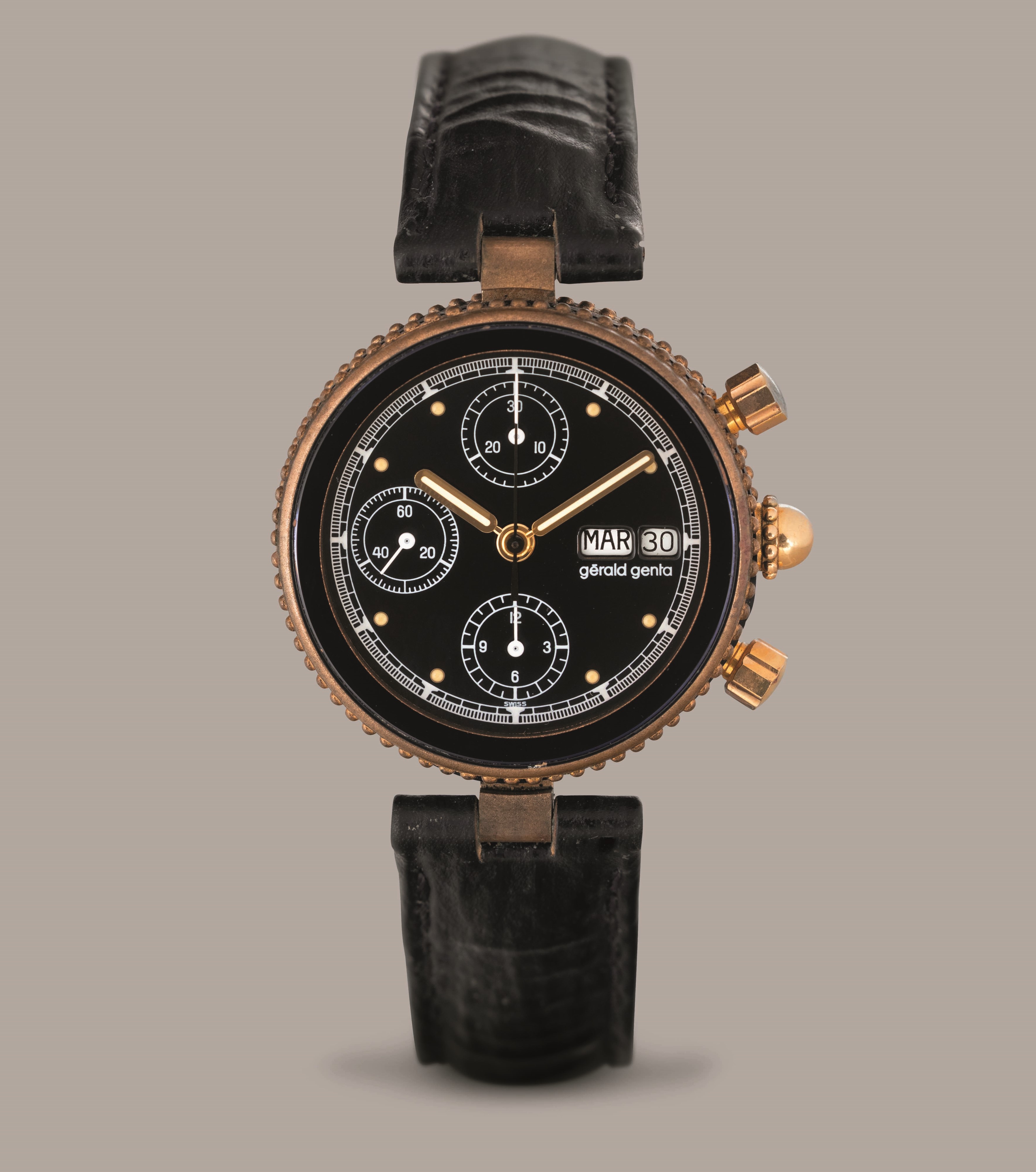 GERALD GENTA Gefica chrono in Bronzo quadrante nero tre