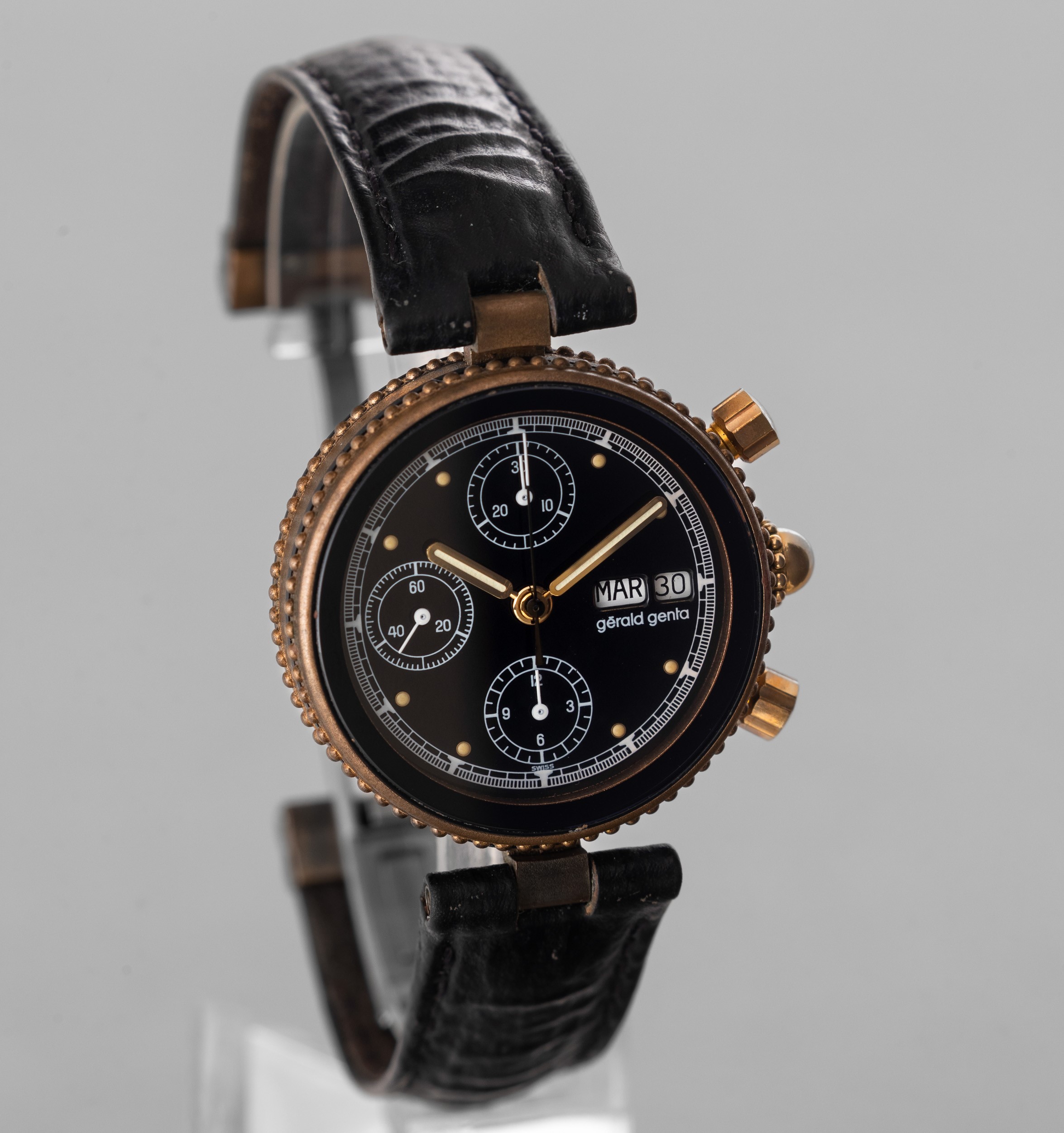 GERALD GENTA Gefica chrono in Bronzo quadrante nero tre